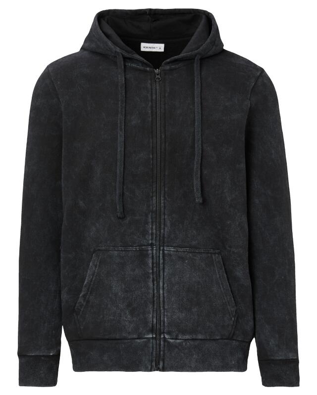 Washed-effect zip-up sweat jacket for men, black (KiK Sweatjacke mit Waschungseffekten (schwarz)) — KiK, authentic German product in Morocco