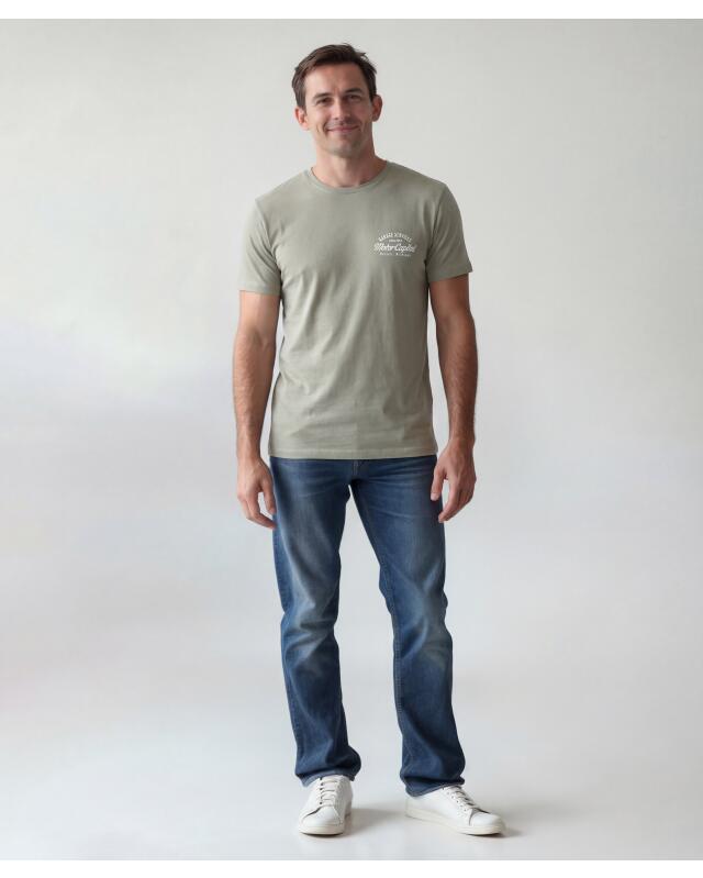 T-shirt à imprimé devant et dos homme, kaki clair (KiK T-Shirt mit Front- und Backprint (hellkhaki)) — KiK, produit allemand authentique au Maroc