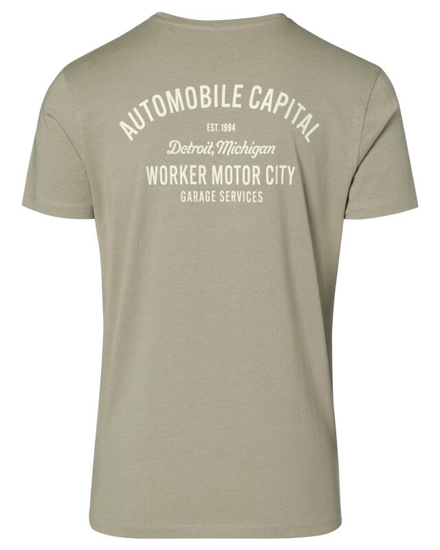 T-shirt à imprimé devant et dos homme, kaki clair (KiK T-Shirt mit Front- und Backprint (hellkhaki)) — KiK, produit allemand authentique au Maroc