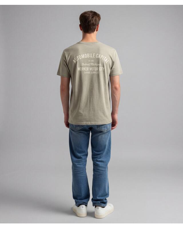 T-shirt à imprimé devant et dos homme, kaki clair (KiK T-Shirt mit Front- und Backprint (hellkhaki)) — KiK, produit allemand authentique au Maroc