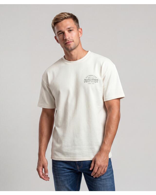 T-shirt à imprimé devant et dos homme, blanc cassé (KiK T-Shirt mit Front- und Rückenprint (offwhite)) — KiK, produit allemand authentique au Maroc