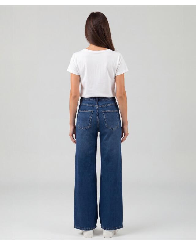 Jean à jambes larges femme, bleu jean (KiK Jeans mit weitem Bein (jeansblau)) — KiK, produit allemand authentique au Maroc