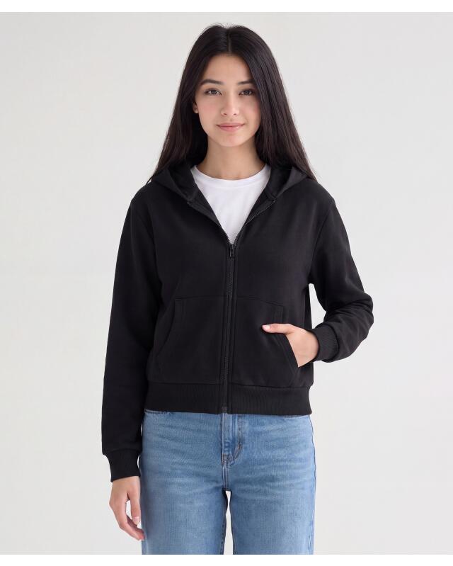 Zip-up sweat jacket for girls, black (KiK Sweatjacke in Schwarz (schwarz)) — KiK, authentic German product in Morocco