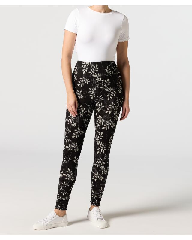 Leggings with foliage print for women, grey printed — KiK, authentic German product in Morocco