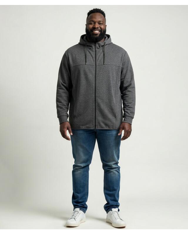 Veste sweat zippée homme, anthracite chiné (KiK Sweatjacke mit Reißverschluss (anthrazit melange)) — KiK, produit allemand authentique au Maroc