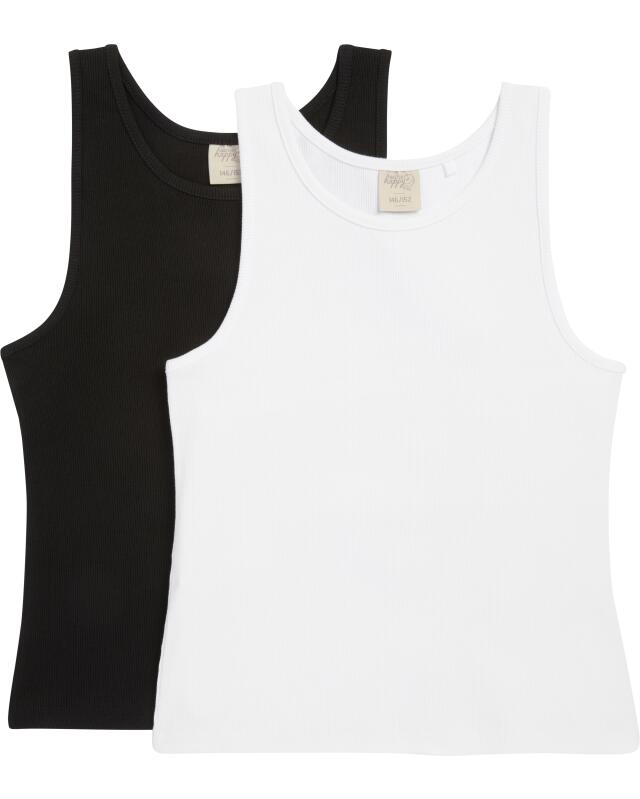 Tops côtelés fille, noir/blanc (KiK Ripptops (schwarz/weiß)) — KiK, produit allemand authentique au Maroc