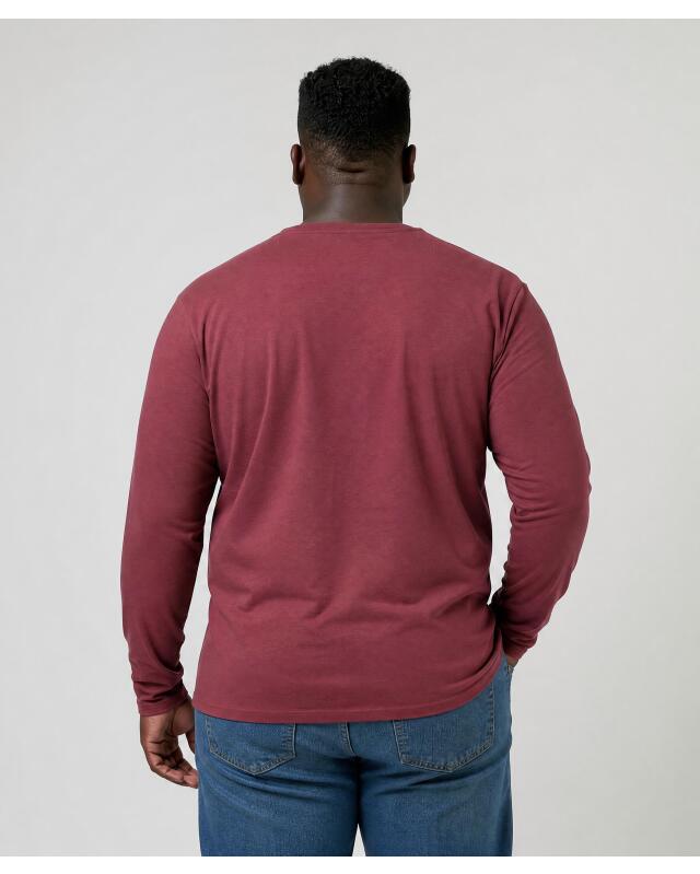 تيشيرت بأكمام طويلة سادة للرجال، عنابي (KiK Langarmshirt in Unifarbe (bordeaux)) — KiK, منتج ألماني أصلي في المغرب
