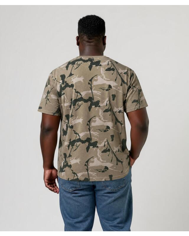 T-shirts à imprimé intégral homme, vert à motifs (KiK T-Shirts mit Allover-Print (grün gemustert)) — KiK, produit allemand authentique au Maroc