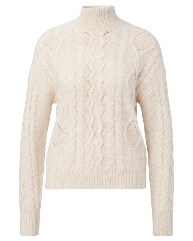 Pull en maille à motif tressé femme, beige chiné (KiK Strickpullover mit Flechtmuster (Beige melange)) — KiK, produit allemand authentique au Maroc