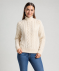 Strickpullover mit Flechtmuster Beige melange