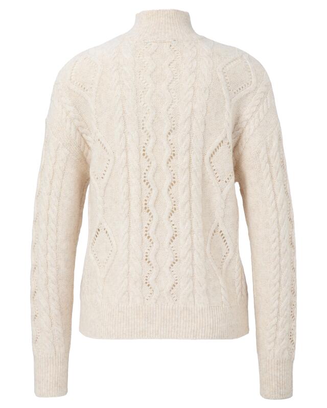 Pull en maille à motif tressé femme, beige chiné (KiK Strickpullover mit Flechtmuster (Beige melange)) — KiK, produit allemand authentique au Maroc