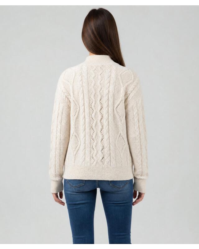 Pull en maille à motif tressé femme, beige chiné (KiK Strickpullover mit Flechtmuster (Beige melange)) — KiK, produit allemand authentique au Maroc