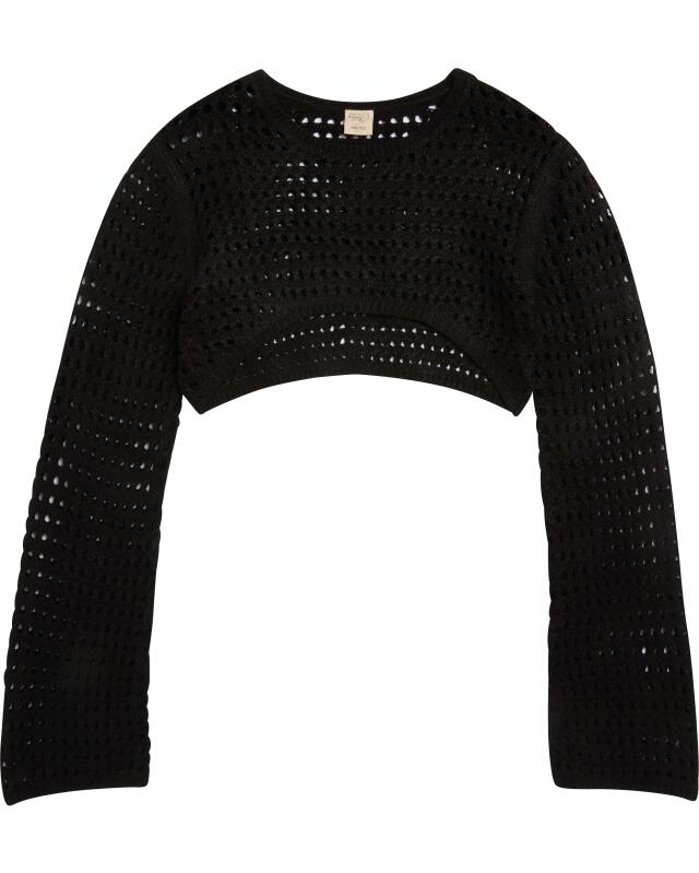 Pull court en maille fille, noir (KiK Kurzer Strickpullover (schwarz)) — KiK, produit allemand authentique au Maroc