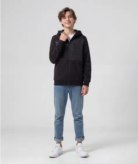Sweatjack met contrasterend inzetstuk
