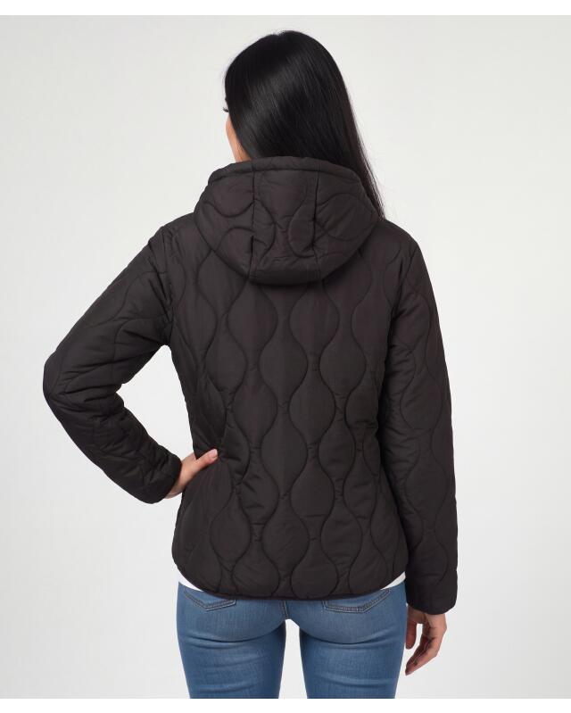 Puffer jacket with adjustable hood for women, black (KiK Steppjacke mit verstellbarer Kapuze (schwarz)) — KiK, authentic German product in Morocco