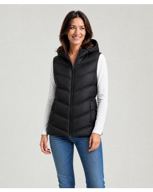 Gilet sans manches matelassé doublé femme, noir — KiK, produit allemand authentique au Maroc