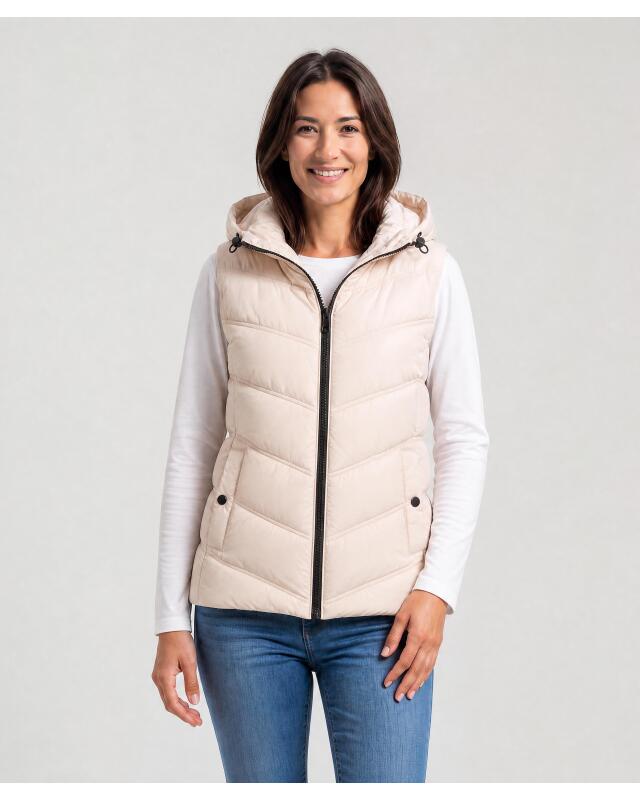 Gilet sans manches matelassé doublé femme, crème — KiK, produit allemand authentique au Maroc