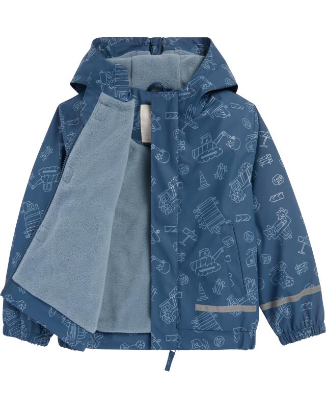 Rain jacket with construction vehicle print for boys, blue (KiK Regenjacke mit Baustellenfahrzeugenmotiven (blau)) — KiK, authentic German product in Morocco