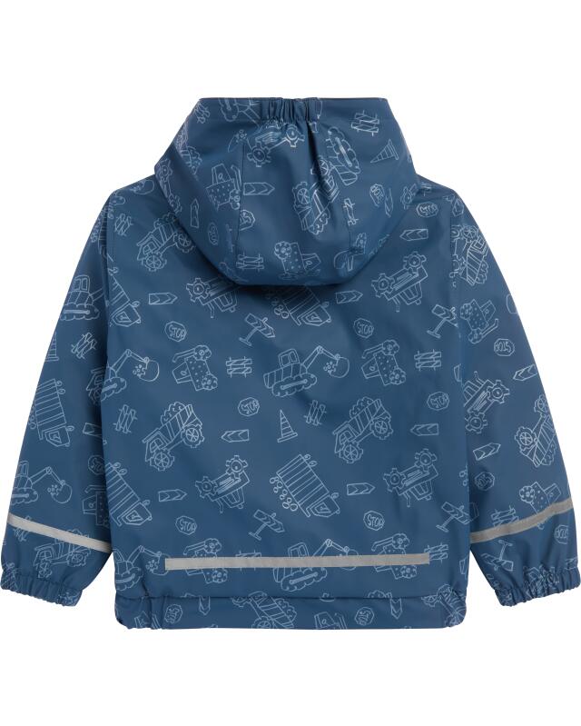 Rain jacket with construction vehicle print for boys, blue (KiK Regenjacke mit Baustellenfahrzeugenmotiven (blau)) — KiK, authentic German product in Morocco