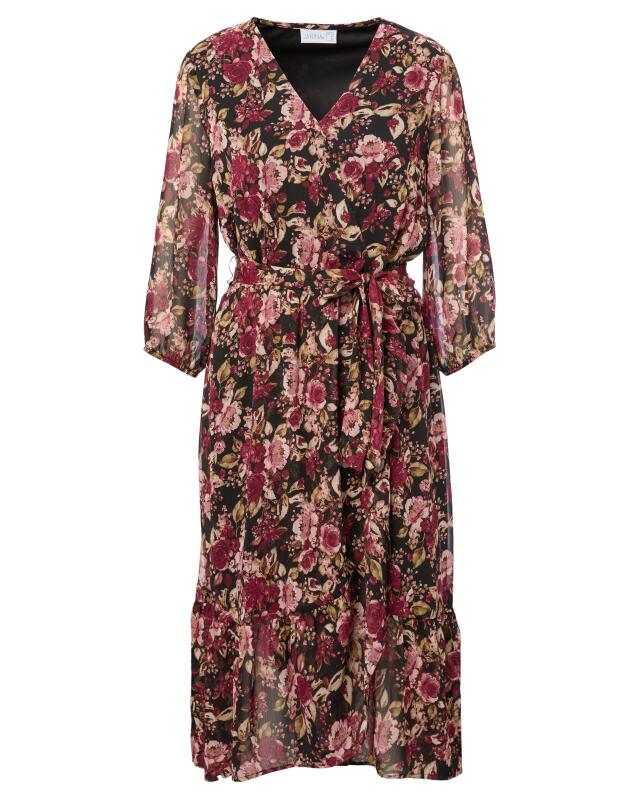Robe à fleurs femme, à fleurs (KiK Dunkles Blumenkleid (Blumendruck)) — KiK, produit allemand authentique au Maroc