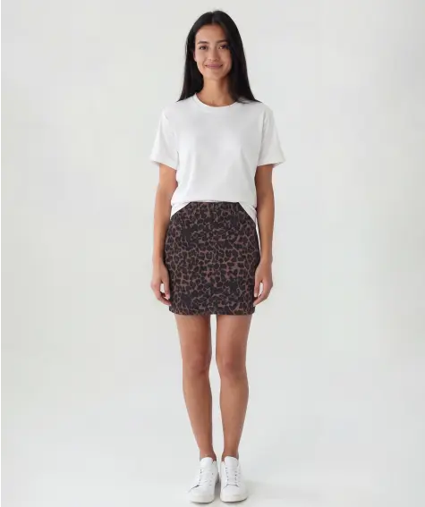 Twill rok met luipaardprint