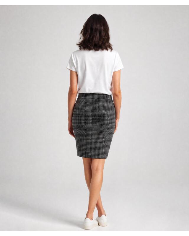 Houndstooth tube skirt for women, light grey checked (KiK Tuberock mit Hahnentrittmuster (hellgrau kariert)) — KiK, authentic German product in Morocco
