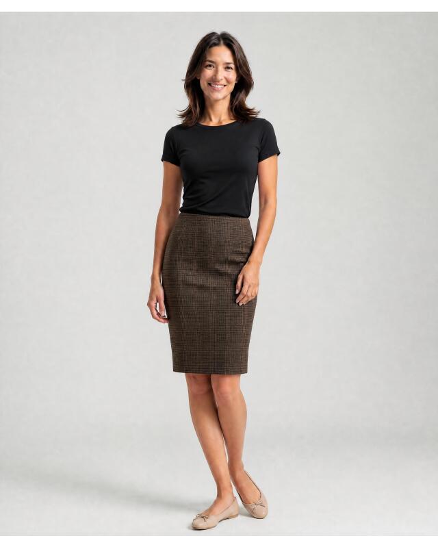 Checked tube skirt for women, black checked — KiK, authentic German product in Morocco