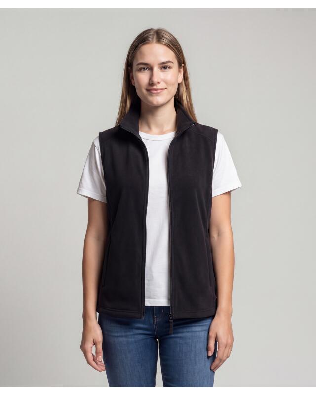 Gilet sans manches polaire uni femme, noir — KiK, produit allemand authentique au Maroc