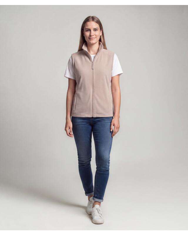 Gilet sans manches polaire uni femme, écru (KiK Fleeceweste unifarben (naturfarben)) — KiK, produit allemand authentique au Maroc