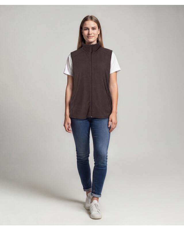 Gilet sans manches polaire uni femme, marron — KiK, produit allemand authentique au Maroc