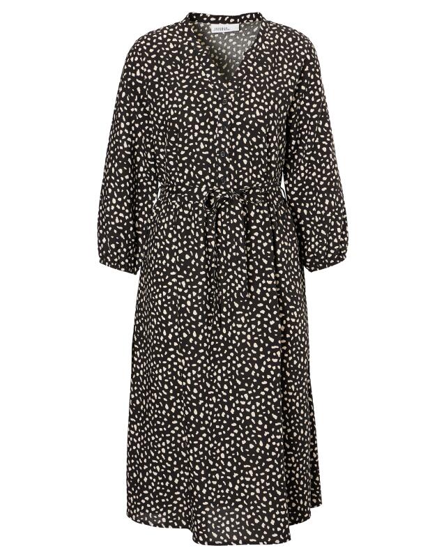 Printed midi dress for women, black printed (KiK Schwarz bedrucktes Midikleid (schwarz bedruckt)) — KiK, authentic German product in Morocco