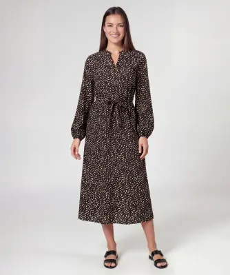 Schwarz bedrucktes Midikleid