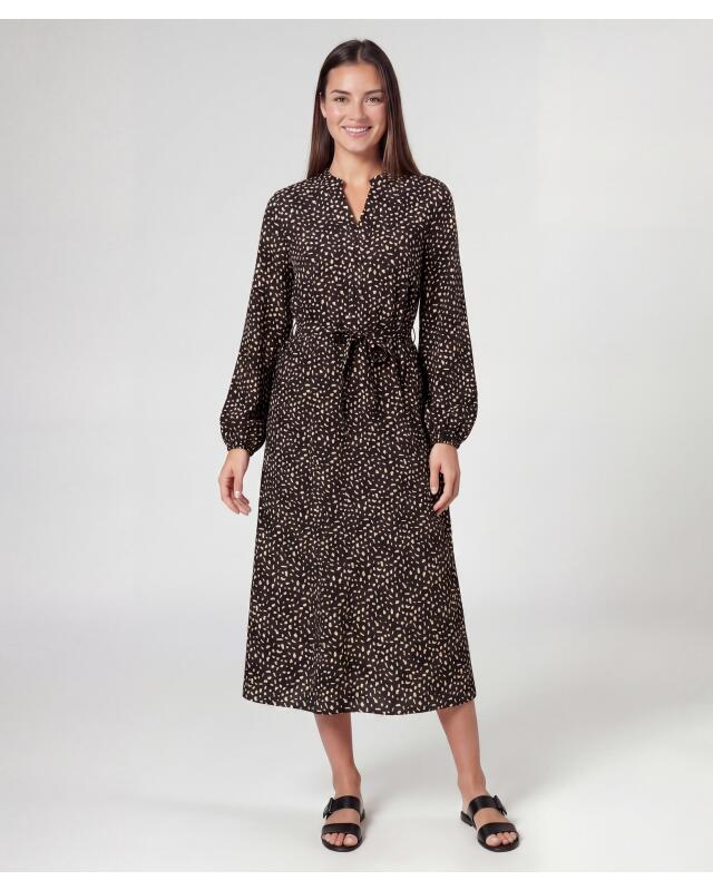 Printed midi dress for women, black printed (KiK Schwarz bedrucktes Midikleid (schwarz bedruckt)) — KiK, authentic German product in Morocco