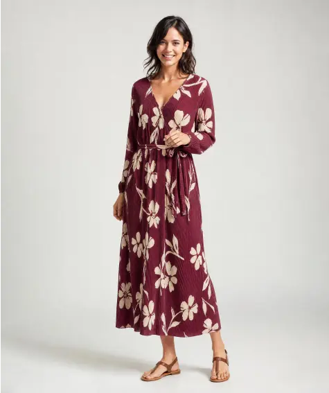 Plisseekleid in Beere
