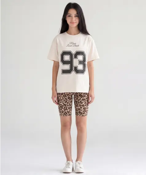 T-shirt en fietsbroek luipaardprint