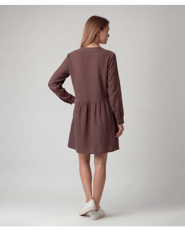Cotton muslin dress for women, brown (KiK Musselinkleid (braun)) — KiK, authentic German product in Morocco