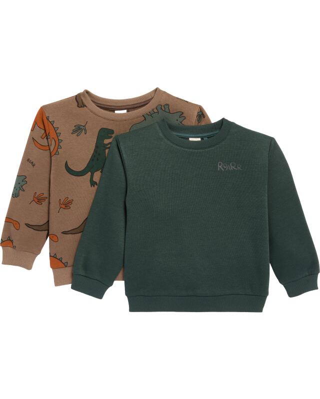 Sweats à motif dinosaures garçon, marron/vert (KiK Sweatshirts mit Dinos (braun/grün)) — KiK, produit allemand authentique au Maroc