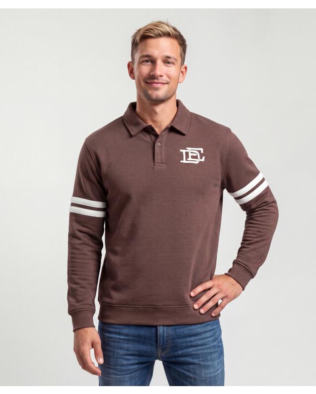 تيشيرت بولو سويت بأكمام طويلة للرجال، بني غامق (KiK Sweat-Poloshirt mit langen Ärmeln (dunkelbraun)) — KiK, منتج ألماني أصلي في المغرب