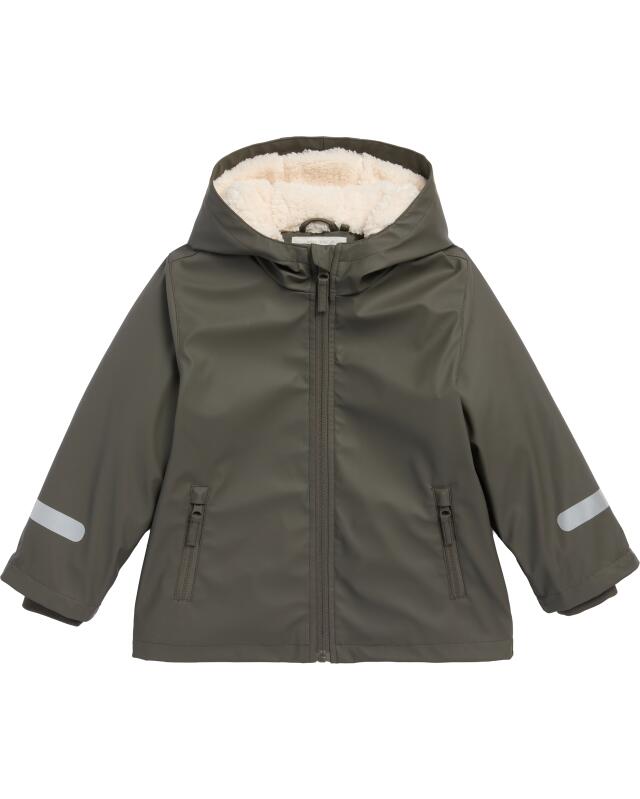 جاكيت مطر ببطانة فليس التيدي للأولاد، أخضر غامق (KiK Regenjacke mit Teddyfleece (dunkelgrün)) — KiK, منتج ألماني أصلي في المغرب