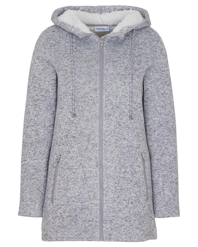 Veste polaire longue femme, gris chiné (KiK Lange Fleecejacke (grau melange)) — KiK, produit allemand authentique au Maroc