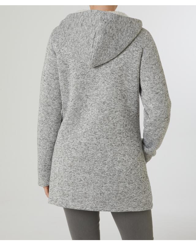 Veste polaire longue femme, gris chiné (KiK Lange Fleecejacke (grau melange)) — KiK, produit allemand authentique au Maroc