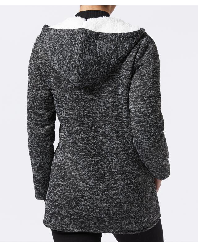 Veste polaire longue femme, anthracite chiné (KiK Lange Fleecejacke (anthrazit melange)) — KiK, produit allemand authentique au Maroc