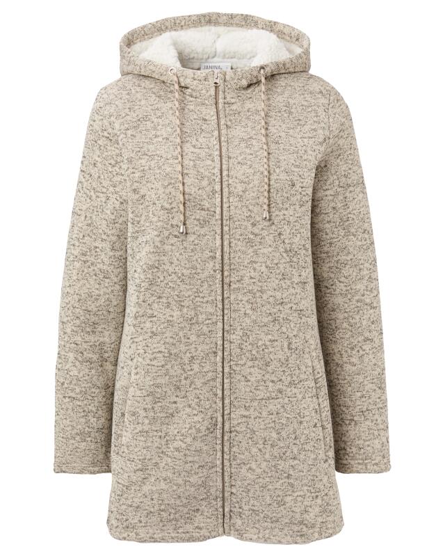 جاكيت فليس طويل للنساء، إكرو مبرقش (KiK Lange Fleecejacke (natur melange)) — KiK, منتج ألماني أصلي في المغرب