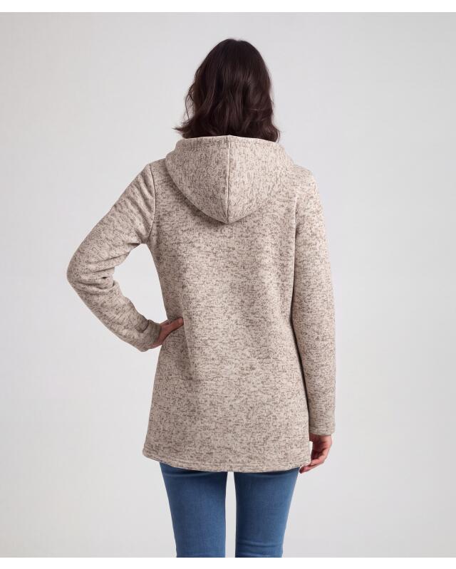 جاكيت فليس طويل للنساء، إكرو مبرقش (KiK Lange Fleecejacke (natur melange)) — KiK, منتج ألماني أصلي في المغرب