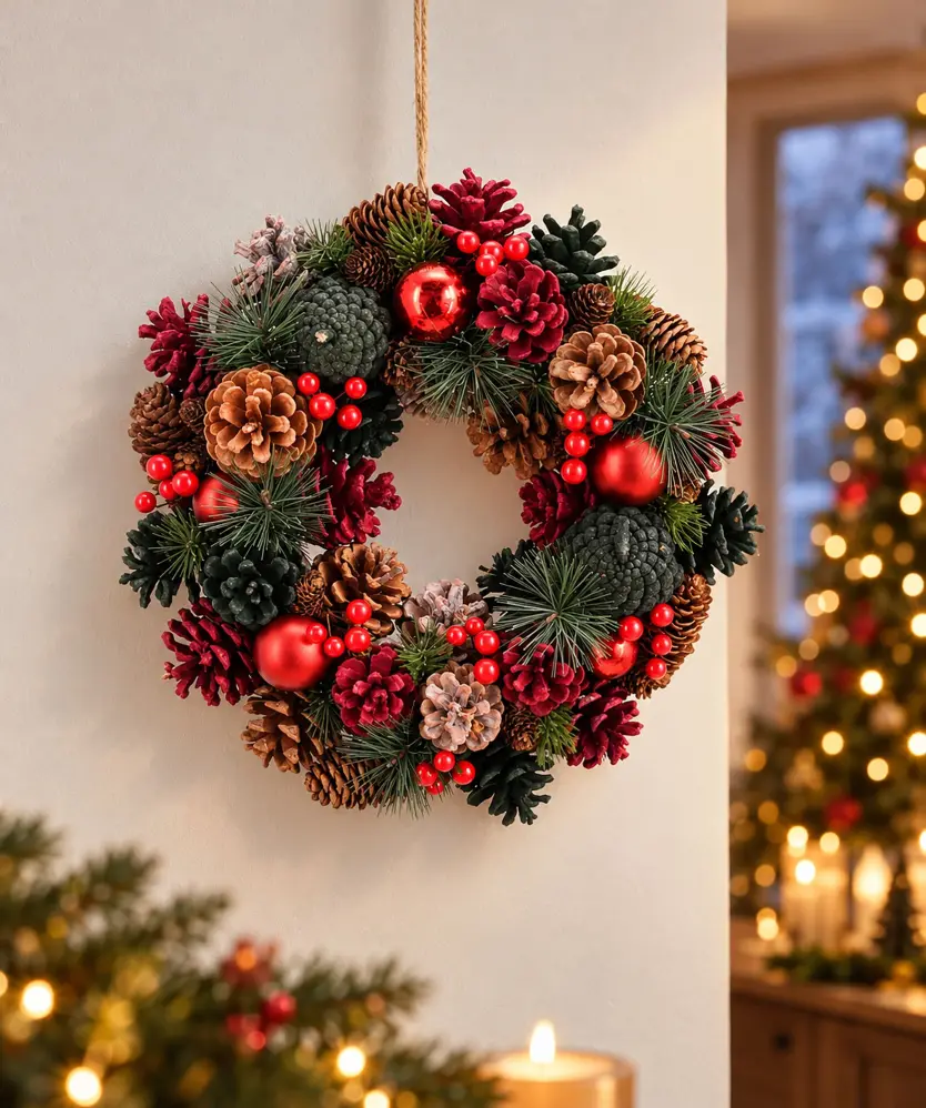 Deko-Kranz Weihnachten, rot