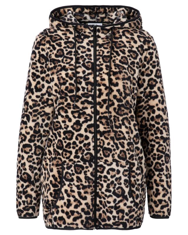 Fleece jacket with all-over leopard print for women, leopard print (KiK Fleecejacke mit Leo-Allover-Muster (Leopardendruck)) — KiK, authentic German product in Morocco