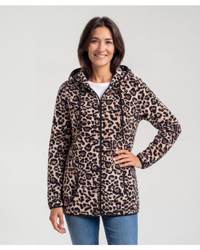 Fleece jacket with all-over leopard print for women, leopard print (KiK Fleecejacke mit Leo-Allover-Muster (Leopardendruck)) — KiK, authentic German product in Morocco