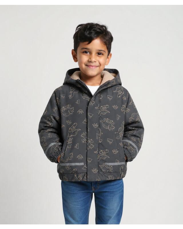 جاكيت مطر بنقشة الديناصورات للأولاد، أنثراسيت (KiK Regenjacke mit Dinos (anthrazit)) — KiK, منتج ألماني أصلي في المغرب