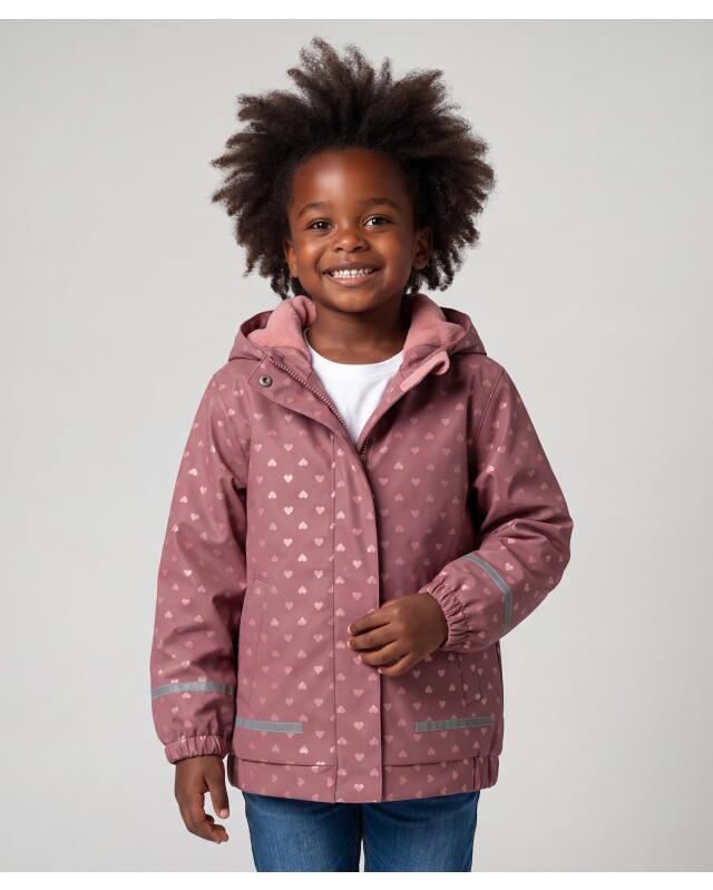Rain jacket with hearts for girls, pink (KiK Regenjacke mit Herzen (rosa)) — KiK, authentic German product in Morocco