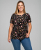 T-Shirt mit floralem Muster schwarz bedruckt